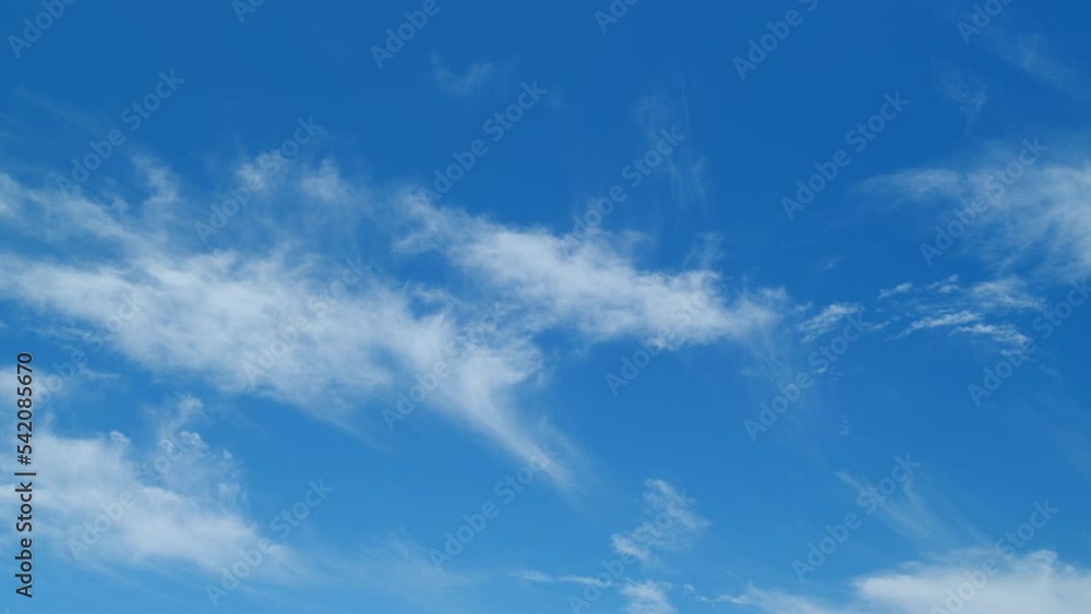 Beautiful cirrus and cumulus clouds visible in blue sky. Translucent cirrus spindrift clouds high up. Time lapse. Beautiful cirrus and cumulus clouds visible in blue sky. Translucent cirrus spindrift clouds high up. Time lapse.