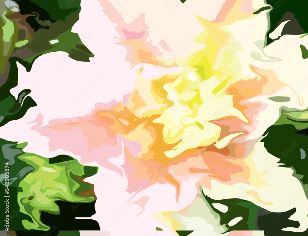 Lily in pink-yellow-green tonality for prints or fabrics. Blurred background with flower for holidays or events, fashion, scrapbooking, wallpapers, textures, interior solutions, covers, cards, etc. Lily in pink-yellow-green tonality for prints or fabrics. Blurred background with flower for holidays or events, fashion, scrapbooking, wallpapers, textures, interior solutions, covers, cards, etc.