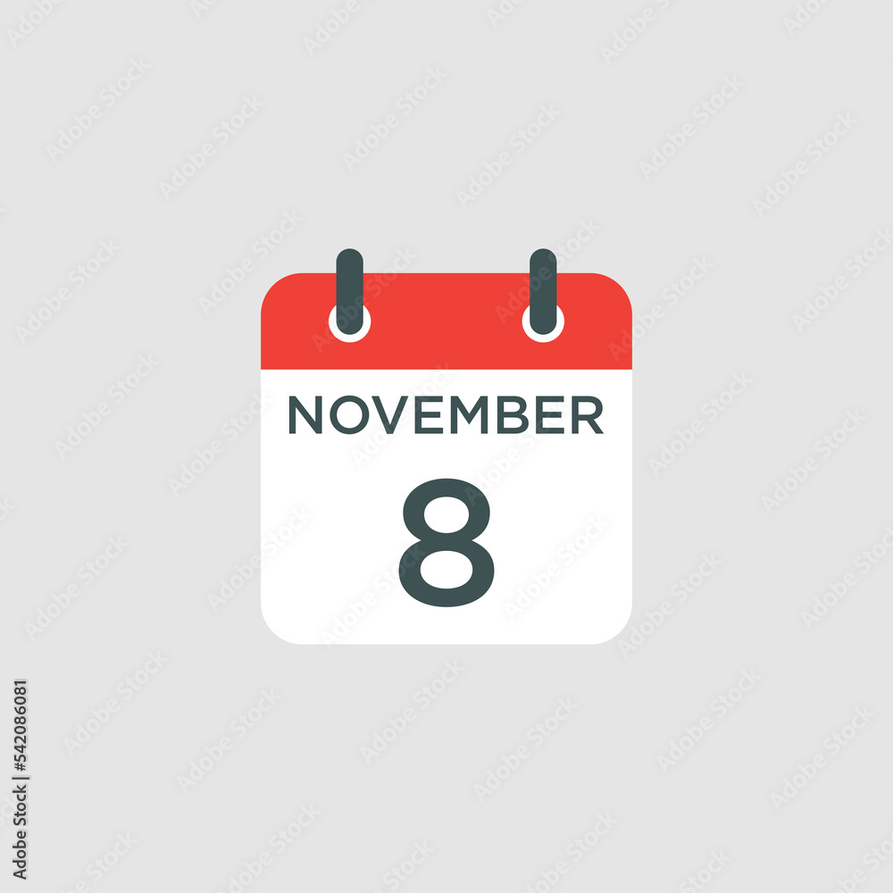calendar - November 8 icon illustration isolated vector sign symbol calendar - November 8 icon illustration isolated vector sign symbol
