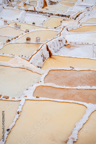 panoramic view of maras salt mine, peru