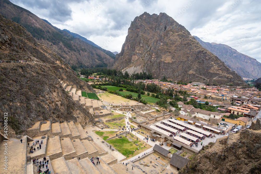 panoramic view of pisac inca valley, peru