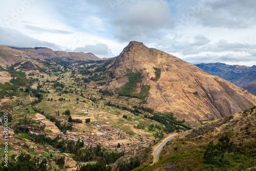 panoramic view of pisac inca valley, peru