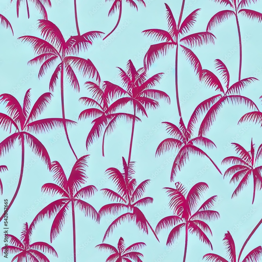Beautiful and cute hand paint brush strokes sailboats and palm tree seamless pattern illustration 2d illustrated 2d illustration,Design for fashion , fabric, textile, wallpaper, wrapping and all