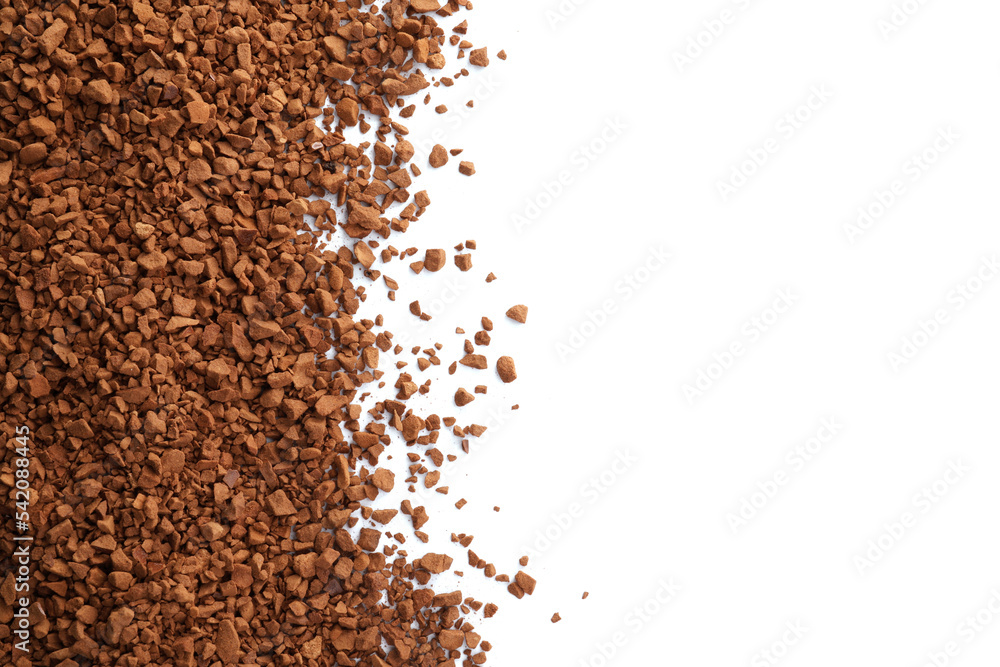 Heap of aromatic instant coffee isolated on white, top view Heap of aromatic instant coffee isolated on white, top view