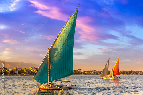 Sailboat on Nile at sunset