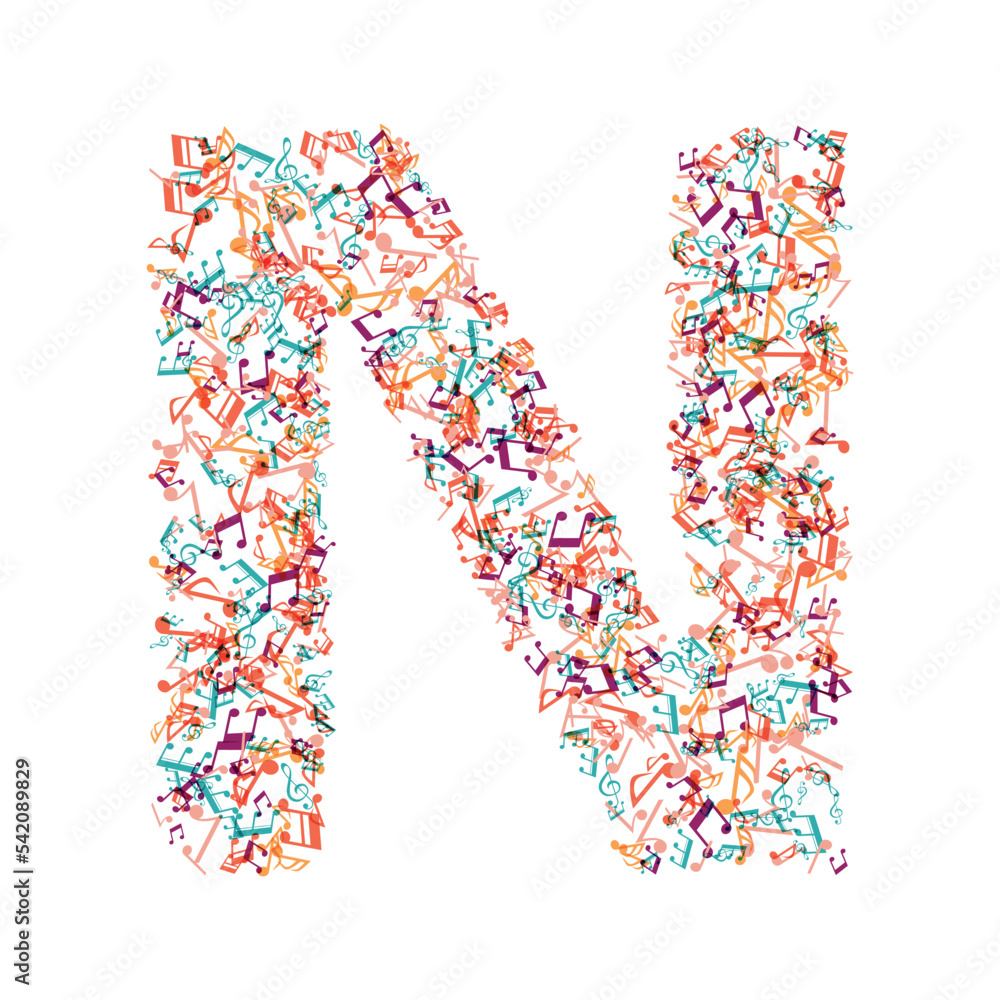 decorative music note letter N