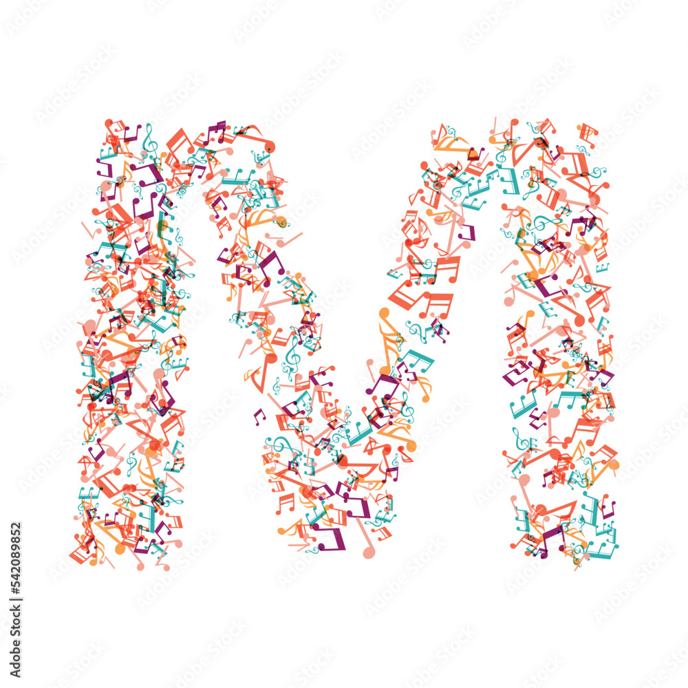 decorative music note letter M decorative music note letter M