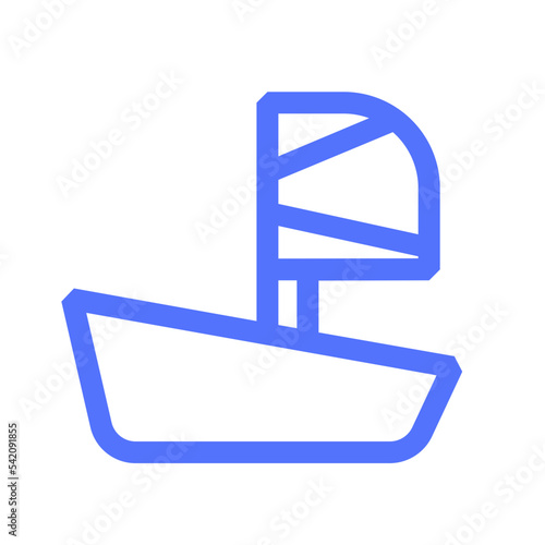 boat sea sport wave windsurf line icon