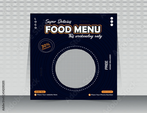 Restaurant menu design template Food menu social media post banner  layout