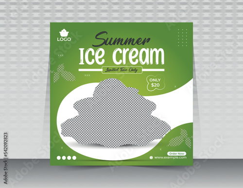 Delicious ice cream social media post banner  template Layout design for marketing on social media