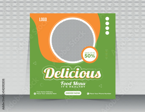 Food menu social media post banner  template Layout design for marketing on social media