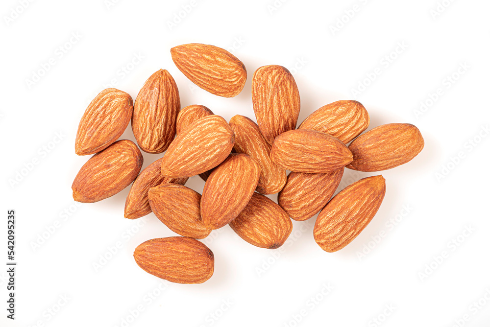 Almonds isolated on white background . Top view
Almonds isolated on white background . Top view