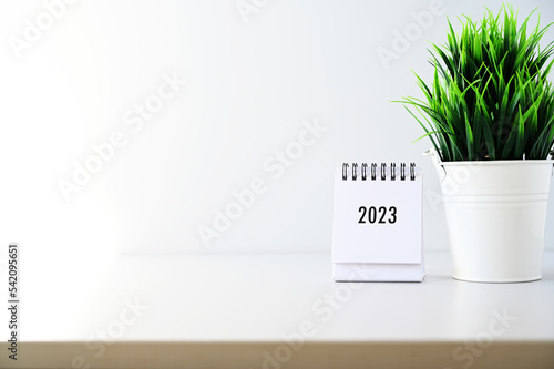 calendar 2023 on desk in modern office  business and time 2023 concept