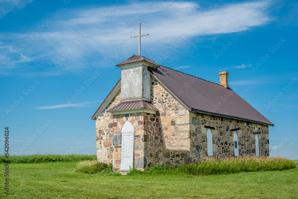 The Old Stone Church outside Abernethy, Saskatchewan, built in 1892 entirely of fieldstone 