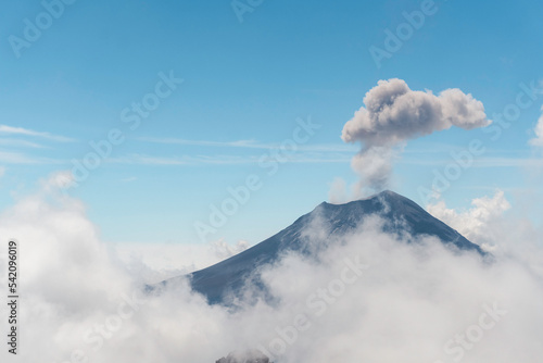 Low Angle View Of Smoke Emitting From Popocatepetl Against Sky