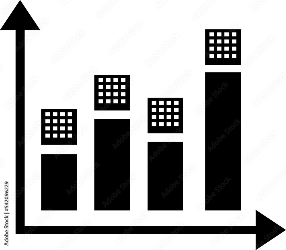Vector flat chart diagram icon set illustration. Black column with ...