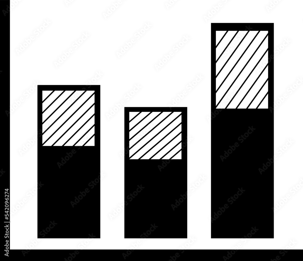 Vector flat chart diagram icon set illustration. Black column with ...