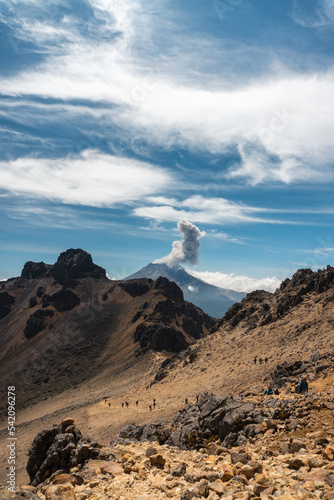 Popocatepetl volcano view from Iztaccihuatl in Mexico