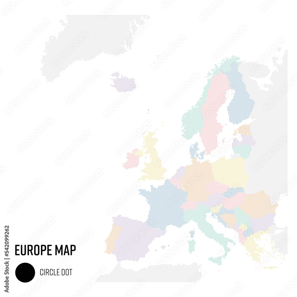 世界地図ドット ヨーロッパ地域 国別にグループ