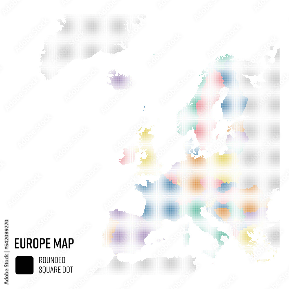 Fototapeta premium 世界地図ドット ヨーロッパ地域 国別にグループ