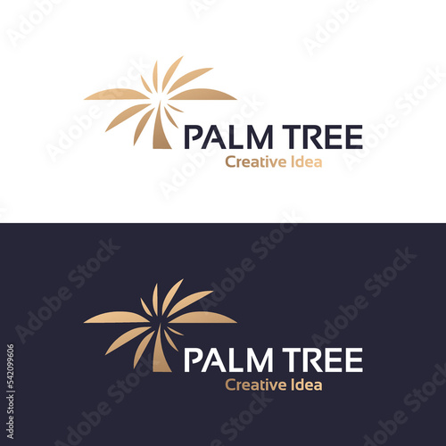 Luxury golden palm tree logo icon vector isolated for your company