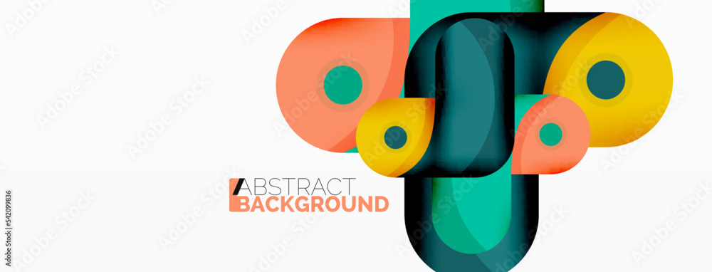 Creative geometric wallpaper. Round arrow shape minimal geometric background. Techno business template for wallpaper, banner, background or landing