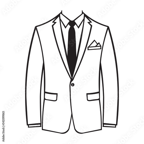 Suit vector illustration, perfect for dry cleaning and suit tuxedo rental logo design