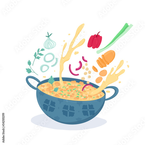 Hand drawn illustration of Locro the traditional mexican cuisine
