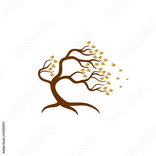 Wind Blown Tree Vector Illustration