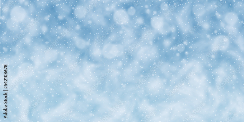 Winter sky, blizzard and snowfall, banner	