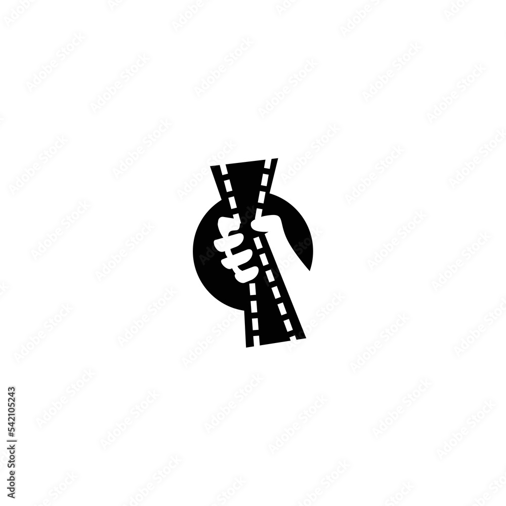 movie roll cinema handheld logo icon vector template