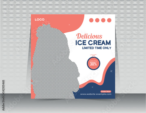 Delicious ice cream social media post banner  template Layout design for marketing on social media