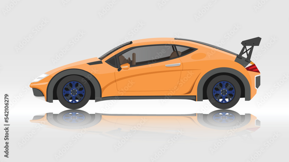 Vector or illustrator of model sport car orange color. with screen of shardow car.