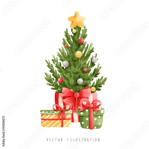 Christmas tree, vector illustration