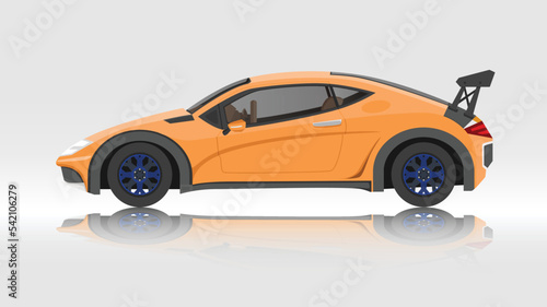 Vector or illustrator of model sport car orange color. with screen of shardow car.