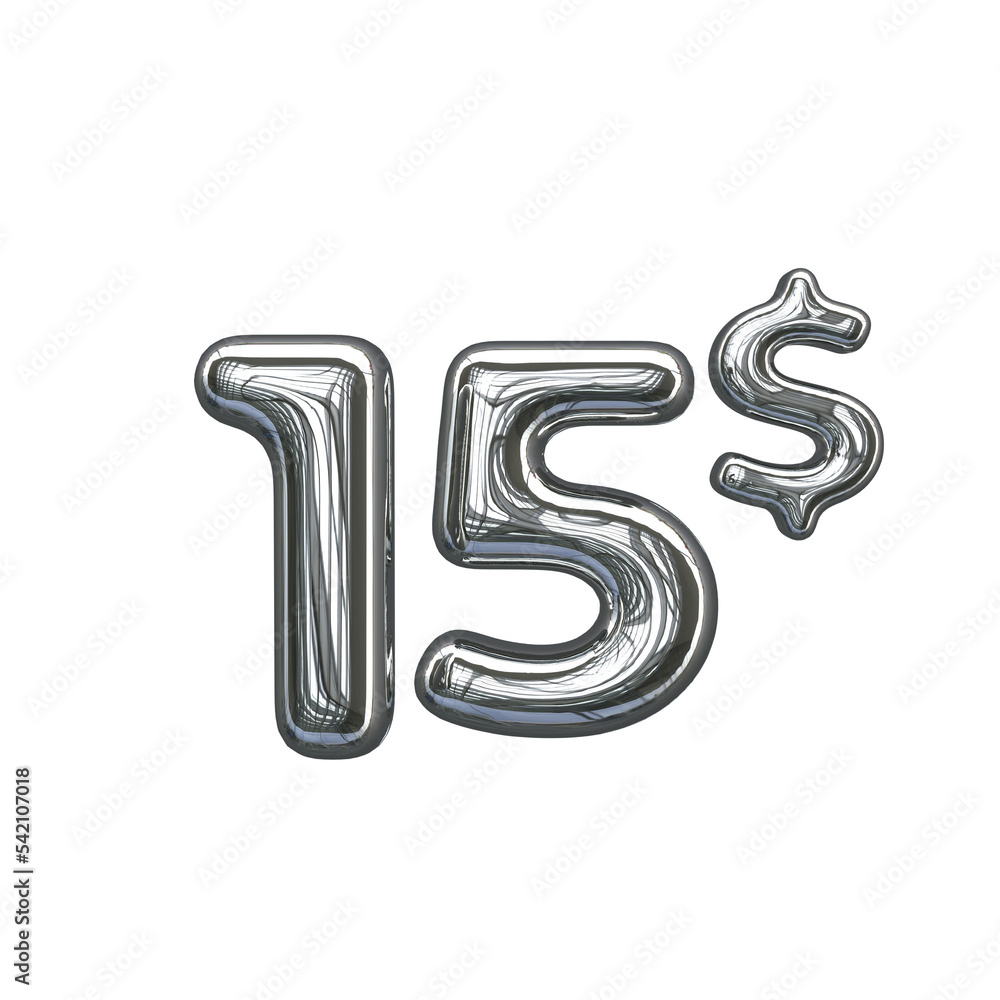 Silver pricing 3D number 15 dollar Silver pricing 3D number 15 dollar