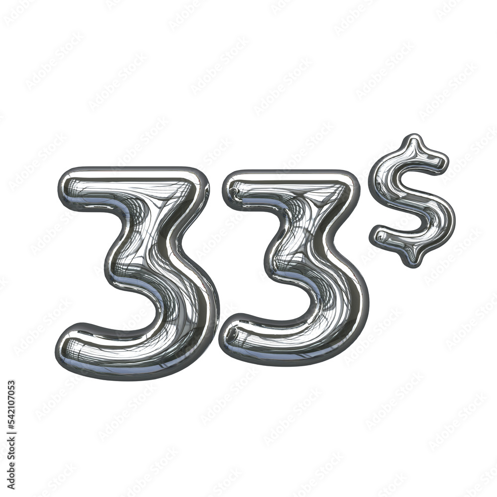 Silver pricing 3D number 33 dollar Silver pricing 3D number 33 dollar