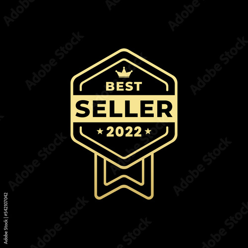 Elegant Best Seller 2022 Label Vector or Gold Best Seller 2022 Label Vector Isolated. Best Seller 2022 sign with elegant gold color style. Suitable for best selling product label in 2022.