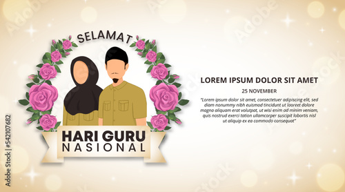 Selamat hari guru nasional or Indonesia teachers day background with teachers wearing a uniform