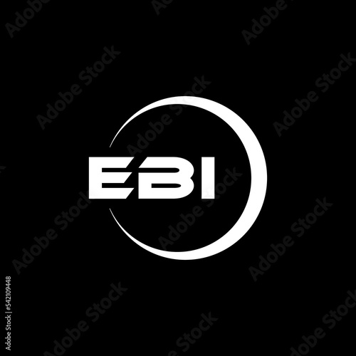 EBI letter logo design with black background in illustrator, cube logo, vector logo, modern alphabet font overlap style. calligraphy designs for logo, Poster, Invitation, etc.