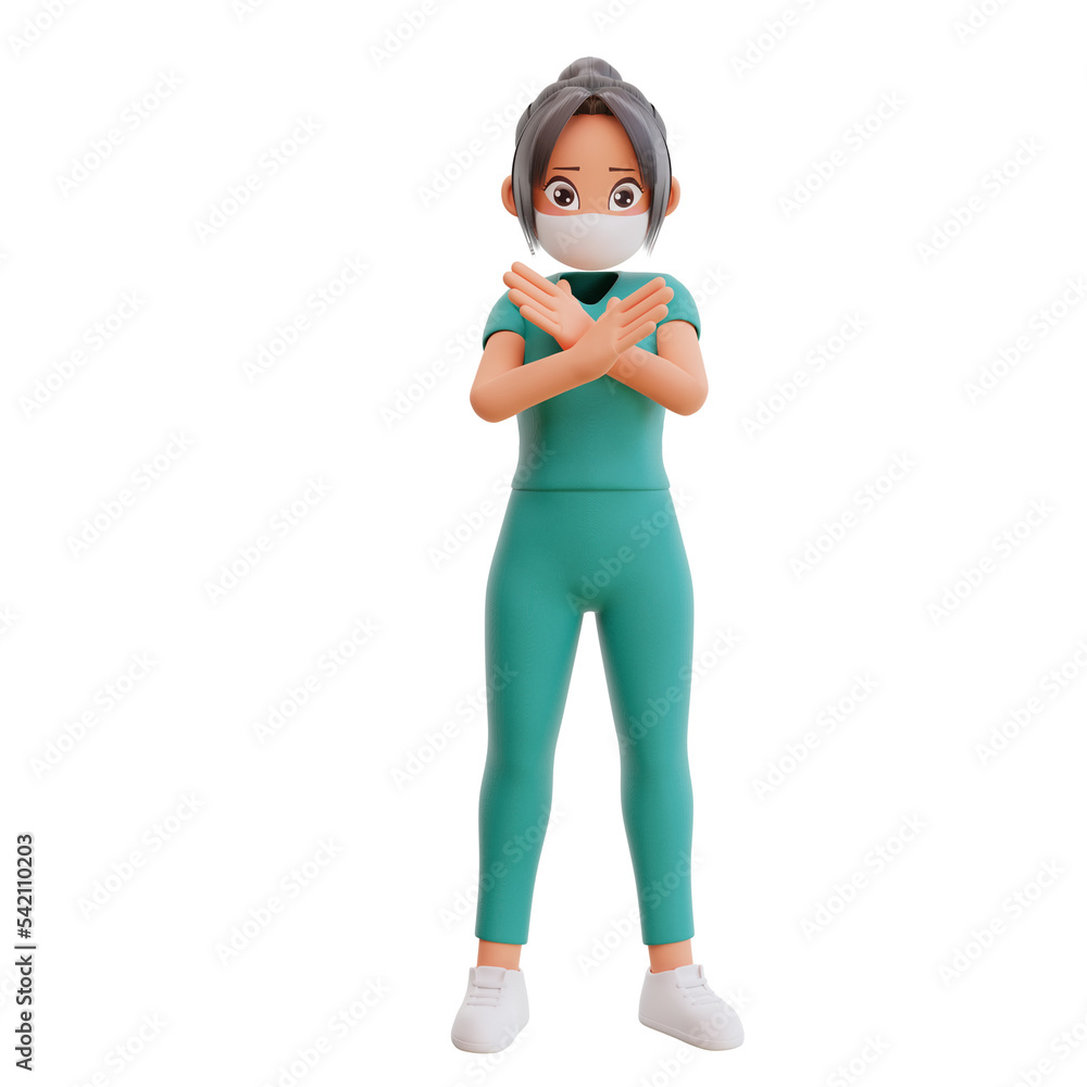 3d render cute nurse with mask 3d render cute nurse with mask
