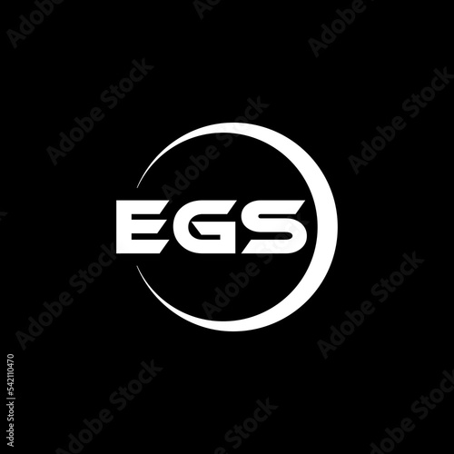 EGS letter logo design with black background in illustrator, cube logo, vector logo, modern alphabet font overlap style. calligraphy designs for logo, Poster, Invitation, etc. photo