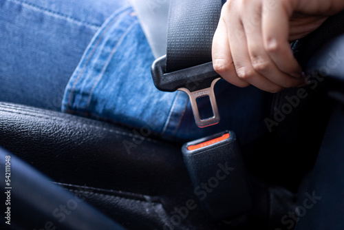 Transportation and Vehicle Concept     Seatbelt Fasteners in a Car