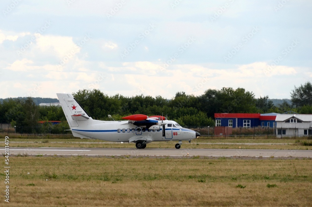 Universal twin-engine aircraft L-410UVP-E20 Turbolet with tail number RF-94650 lands at the International Aviation and Space Salon MAKS-2021 Universal twin-engine aircraft L-410UVP-E20 Turbolet with tail number RF-94650 lands at the International Aviation and Space Salon MAKS-2021