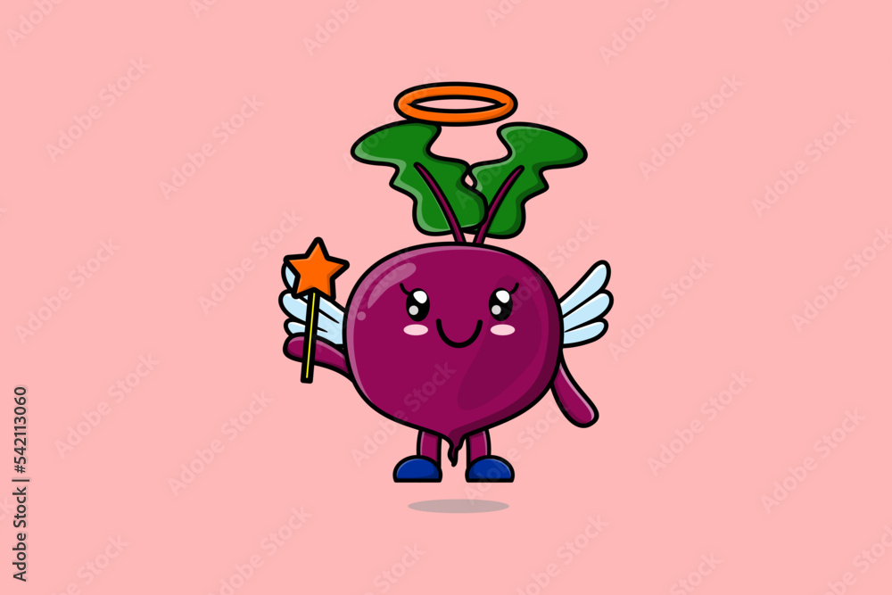 Cute Cartoon Beetroot character in the form of fairy in 3d cartoon style concept Cute Cartoon Beetroot character in the form of fairy in 3d cartoon style concept
