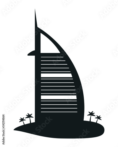 Fotografie, Obraz Burj Al Arab building silhouette