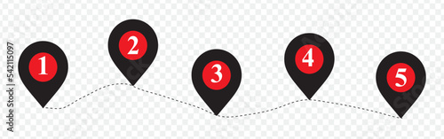 Road with black pins. Navigating, milestone timeline  map maps roads vector roadway graphic illustrations graph
