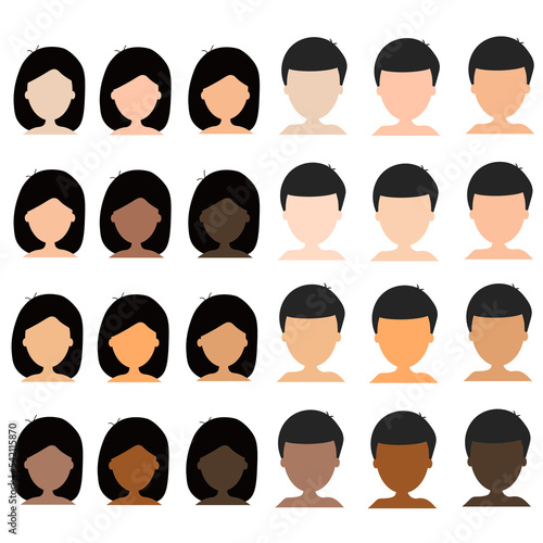 skin tone of woman and men different colors skin toneVector illustration. stock illustration photo