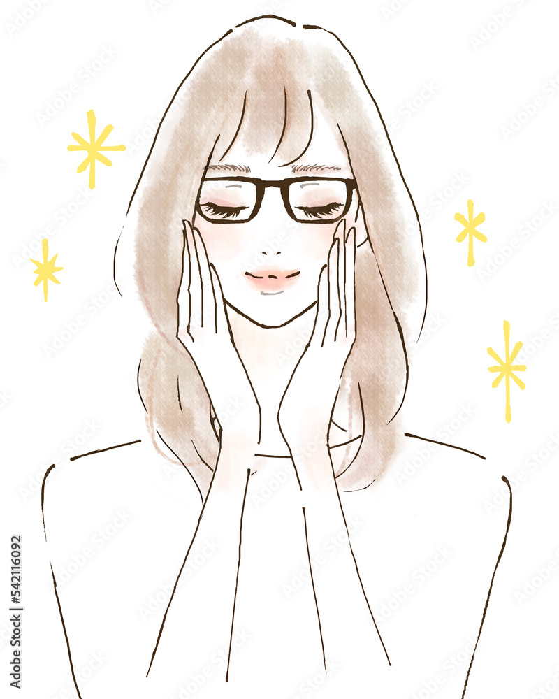 リフレッシュする女性のイラスト 爽やかな表情
