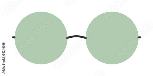 Flat vector hippy boho round shaped sunglasses illustration. Hand drawn retro groovy elements